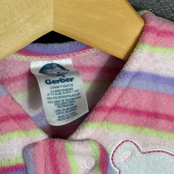 Gerber vintage Baby Girl Pink Striped Fleece Sleep Sack 0-6 Months BP171634YCN - Picture 3 of 4